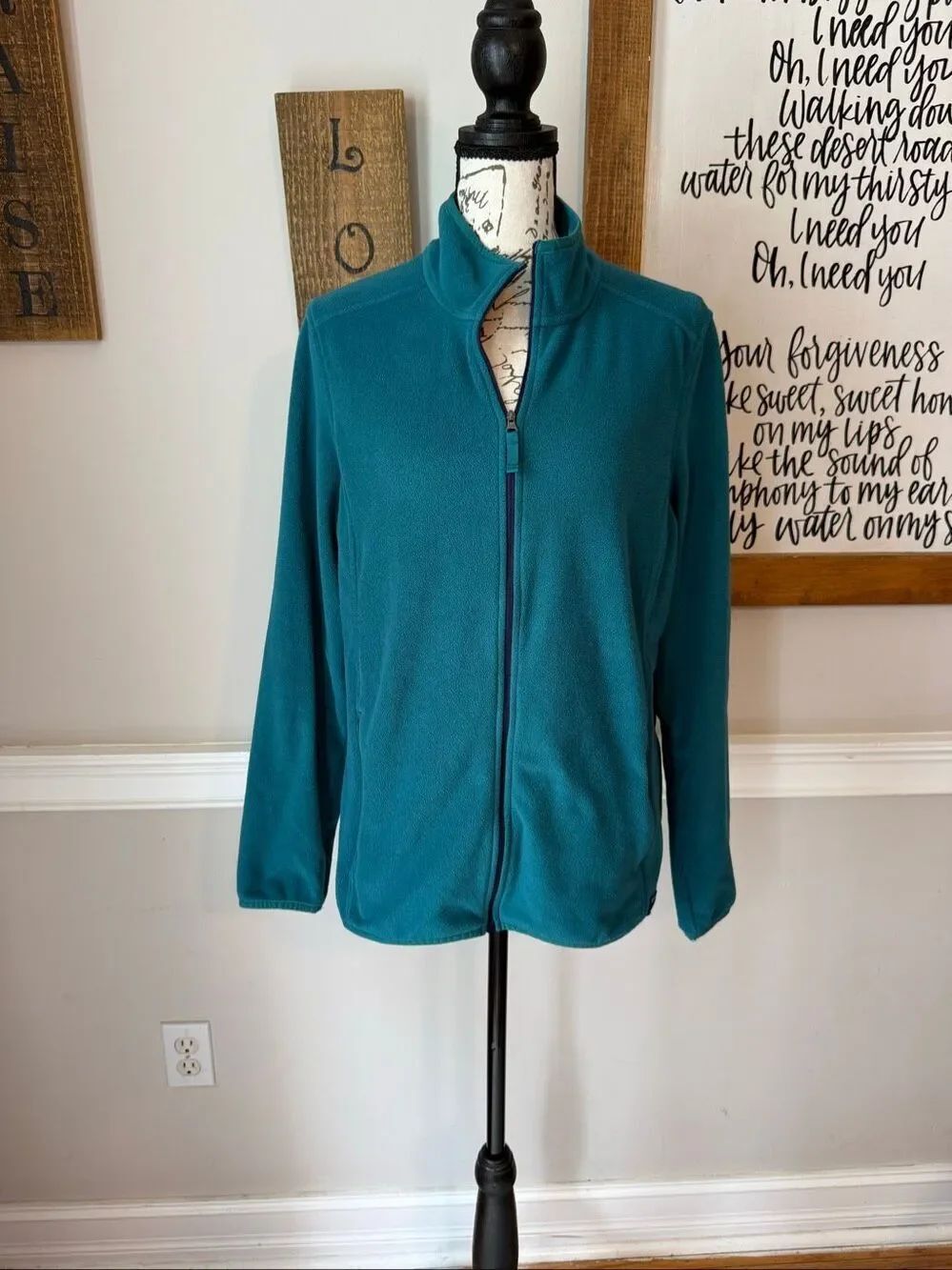 L.L. Bean Women's Fleece Long Sleeve Lightweight Full Zip Jacket Teal Size Large